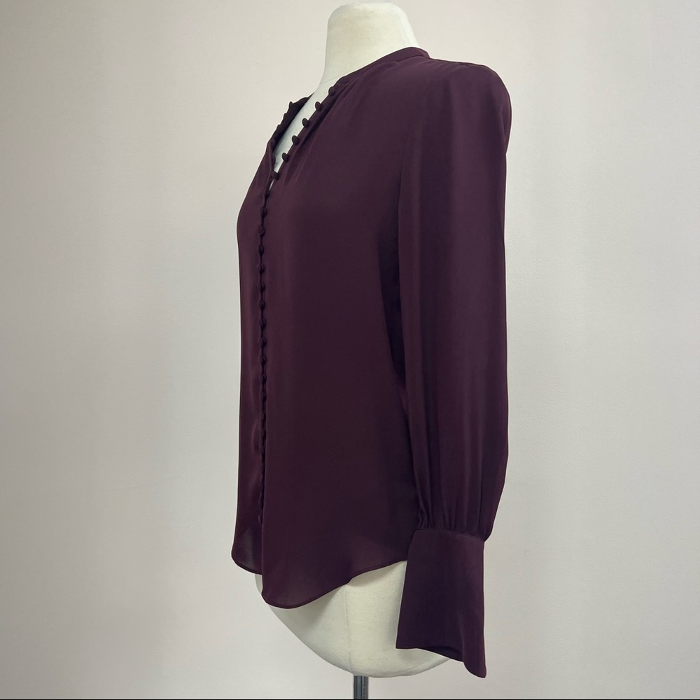 Joie Silk Tariana Button Down Blouse in Burgundy - Picture 5 of 8